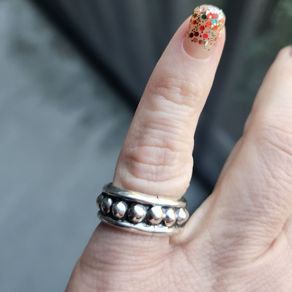 925 Sterling Silver Jewelry - Handmade Solid Sterling Silver 925 3D Ball Continuous Band Ring Size 5